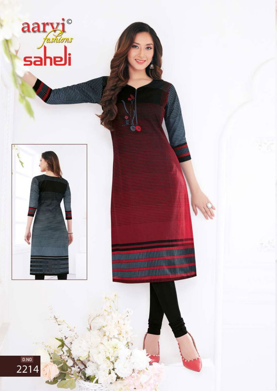 Aarvi Fashion Saheli 12 Casual Wear Cotton Printed Kurti Collection